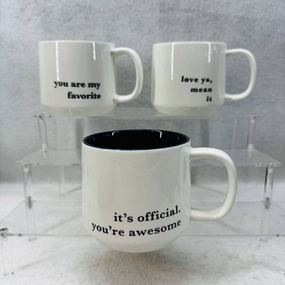 Lot (3) EUC Target Threshold Stoneware Mugs Love Ya, You’re Awesome, My Favorite